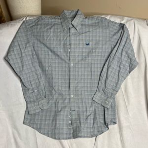 Southern Marsh Mens Sz M Blue Grey Plaid  Button Up Shirt